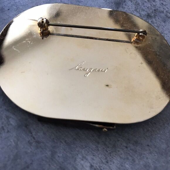 Langani Mother Of Pearl Art Deco Brooch Pin Oblong Antique Rare Vintage - Picture 9 of 9